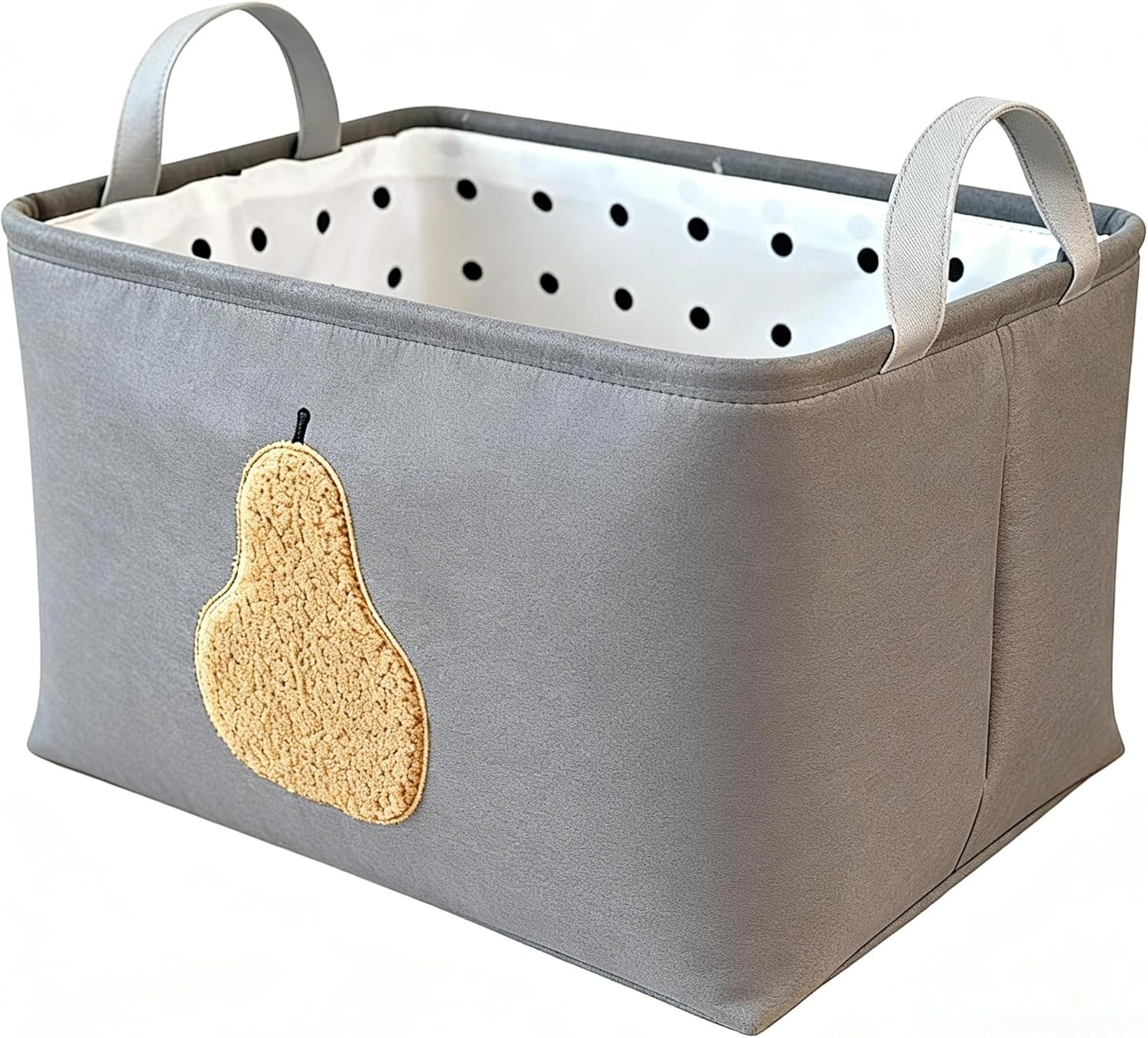 Farmhouse Style Storage Basket with Handles, Collapsible Felt Dog Toy Basket, Decorative Storage organizer 16 * 12 * 10 Inches