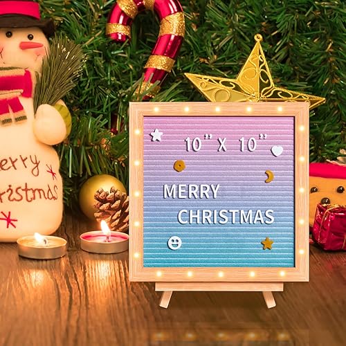 Miniatura 8 de VEVOR Tablero de letras de fieltro degradado, tablero de mensajes de fieltro de 10 x 10 pulgadas, tableros de letreros intercambiables con 510