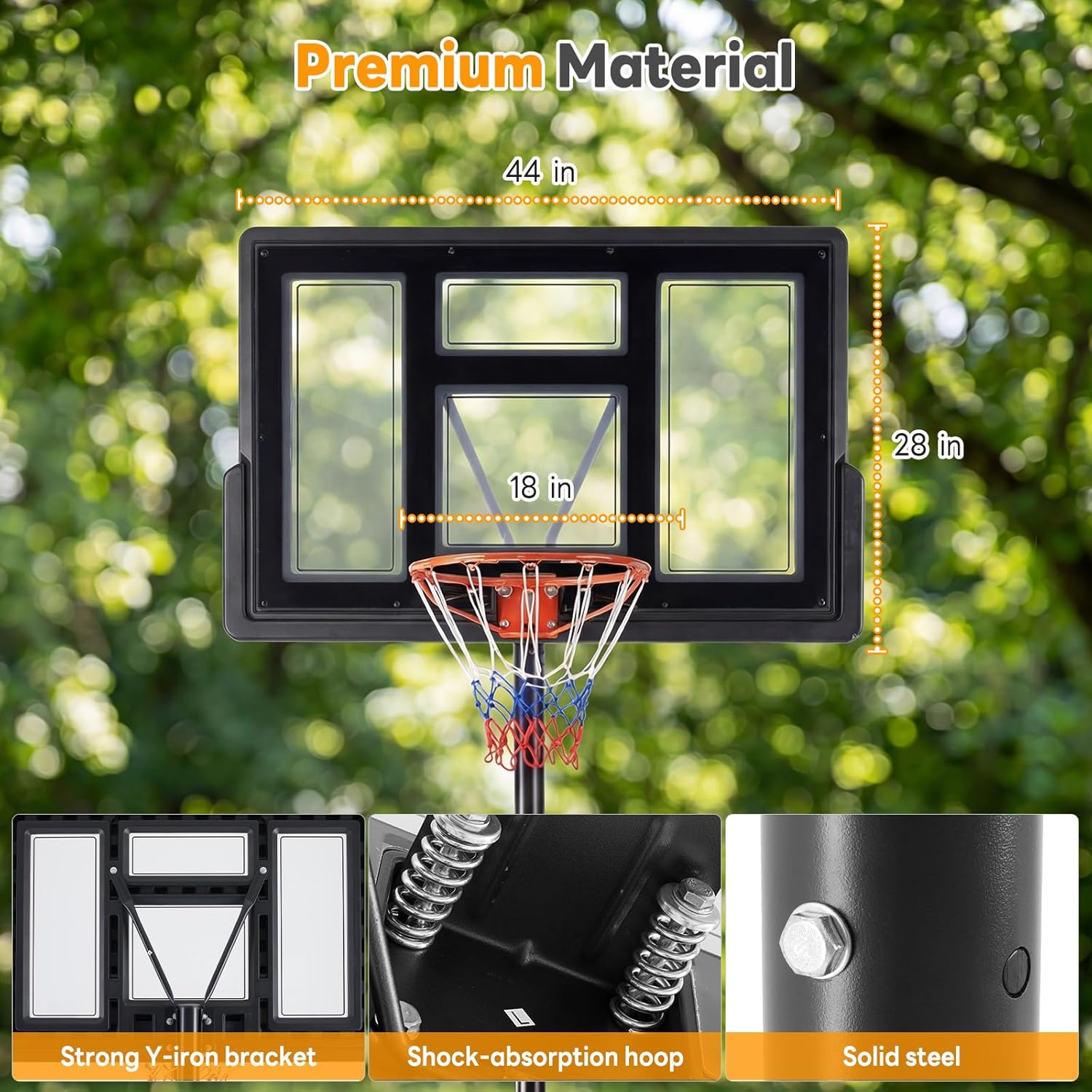 NEWBULIG Portable Basketball Hoop Outdoor – Adjustable Kids & Adult Basketball Goal System with Shatterproof Backboard, Shock-Absorb Rim, Fillable Base & Wheels for Pool, Backyard, Driveway