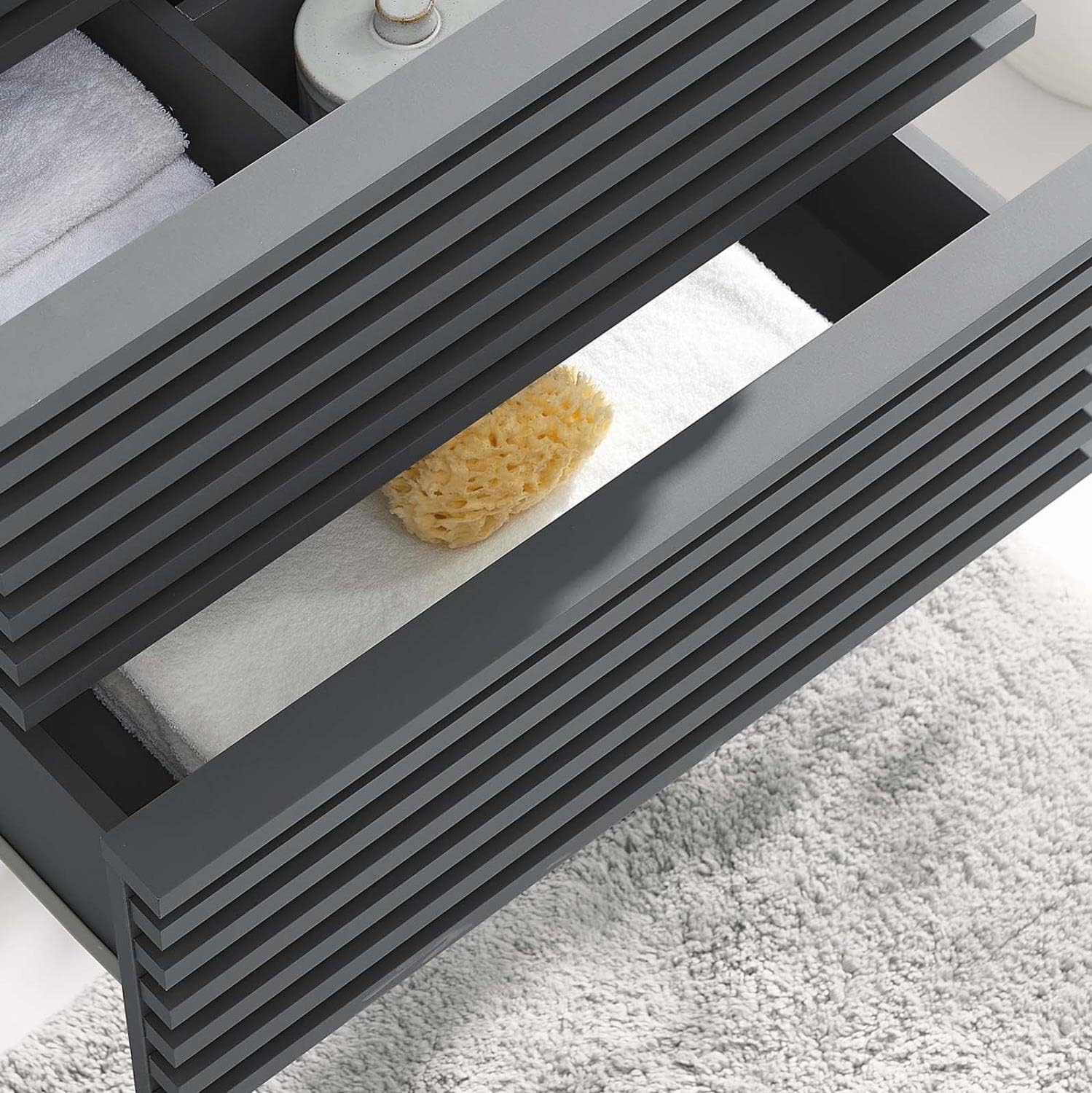 Modway Render 23.5" MDF Wood Wall-Mount Bathroom Vanity Cabinet in Gray Grey