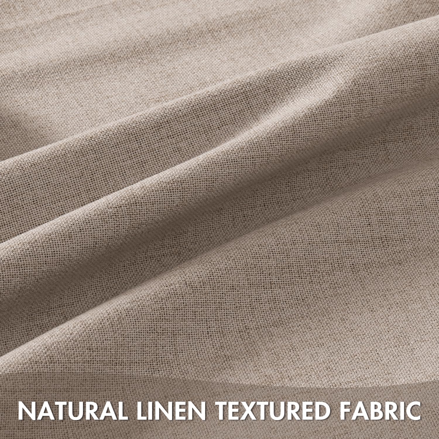 EMEMA Beige Linen Blackout Curtains 96 inch Length 2 Panels for Bedroom Living Room Thermal Insulated 100% Black Out Linen Drapes Room Darkening Curtains Luxury Decor for Window, 42 x 96 Inch