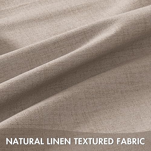 Miniatura 5 de EMEMA Cortinas opacas de lino beige de 84 pulgadas de largo, 2 paneles para dormitorio, sala de estar, aislamiento térmico, cortinas de lino 100%