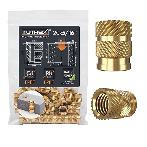 Vista 31 de ruthex Insertos roscados de 1/4 de pulgada – 20 piezas RX-1/4"-20x12.7 Insertos de latón para piezas de plástico – Tuercas moleteadas en pulgadas