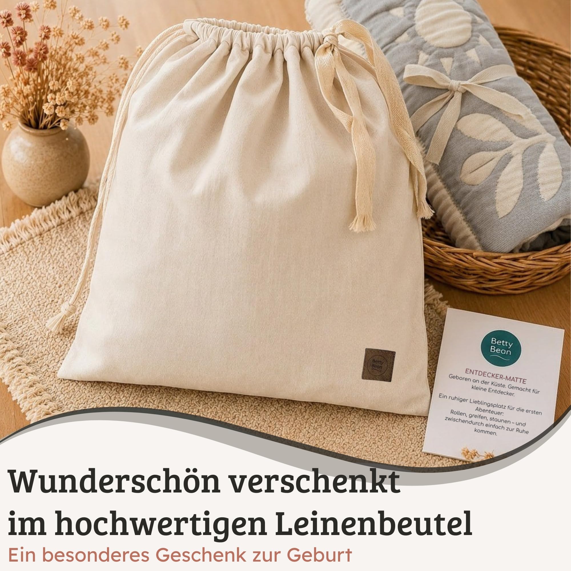 Spieldecke Baby 100 × 100 cm – Wendbar & Gepolstert | Waschbare Krabbeldecke – ideal für Tummy Time, Rollen & erste Entdeckungen – Oberstoff aus 100 % Bio-Baumwolle