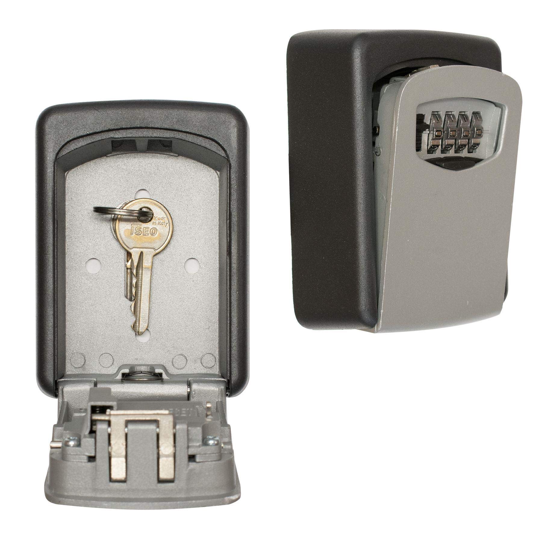 Kct Silver Wall Mounted Combination Key Safe - 4 Digit Secure Outdoor Security Box Lock Cabinet Box House Home Car Keys