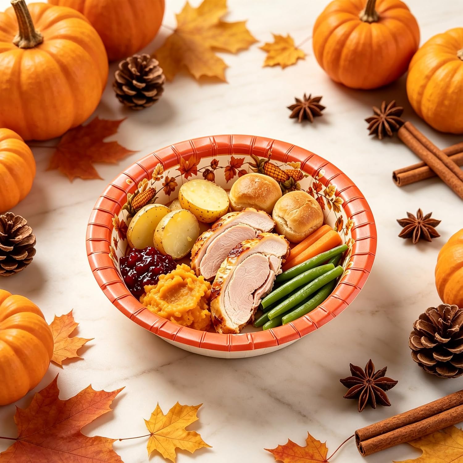 Fancy Land Thanksgiving Paper Bowls 40 Pcs Fall Disposable Bowls image 4