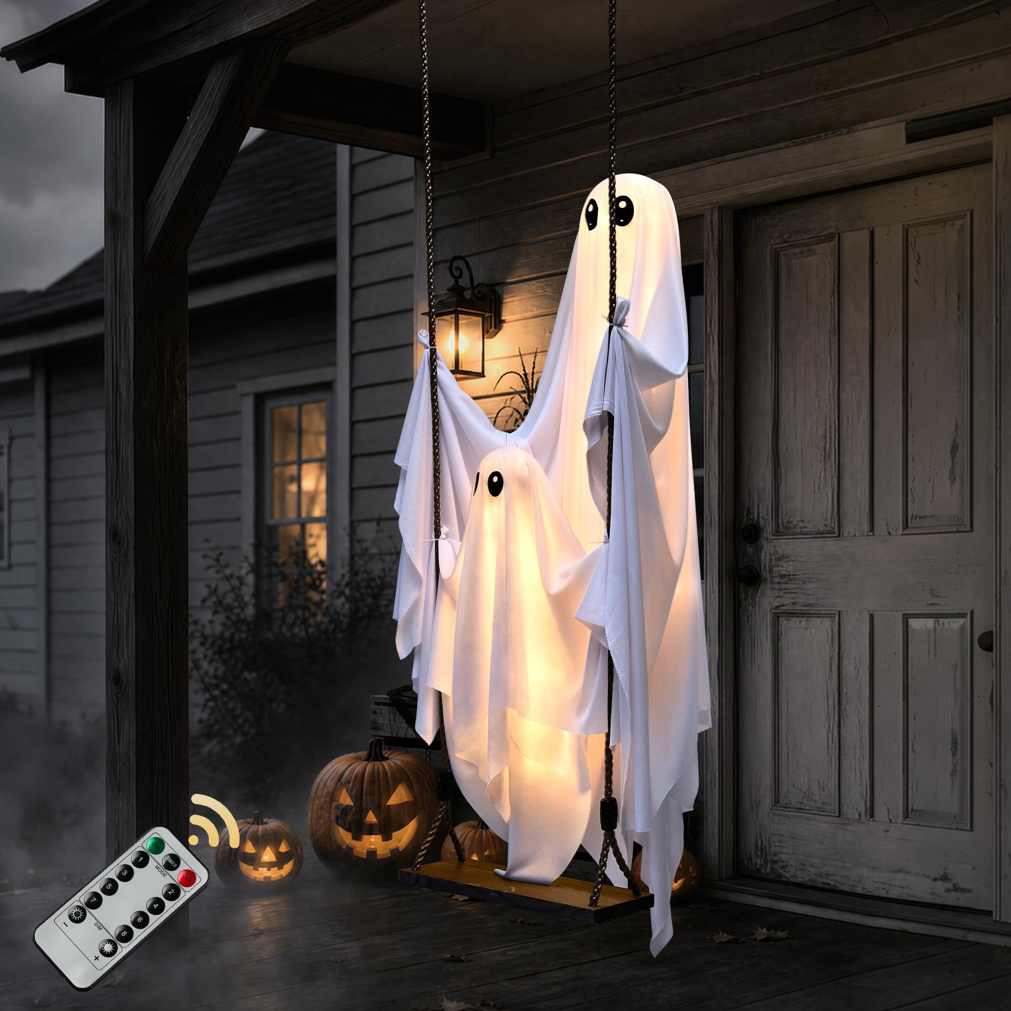 Halloween Decorations Outdoor, 4.3FT Swinging Ghost Hanging Decor