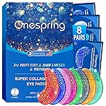 Onespring Under Eye Patches (8 Pairs) - Revitalises and Refreshes Your Skin, Eye Masks for Eye Bags, Dark Circles, Wrinkles, Collagen Gel Pads, Relieves Pressure - Travel Essentials