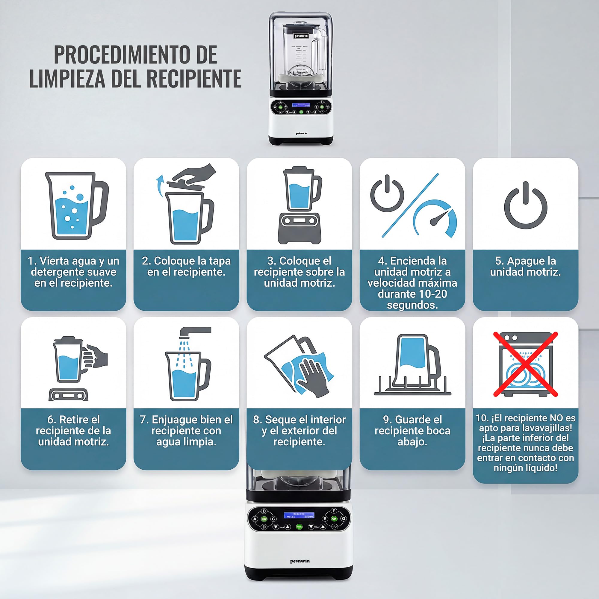 Batidora de Vaso Profesional Insonorizada | 2200W Potencia Industrial con Cubierta Antiruido (Noise Cover) | Programable DIY Pantalla Digital | Picadora de Hielo y Smoothies para Bar y Cocina | 1,8L