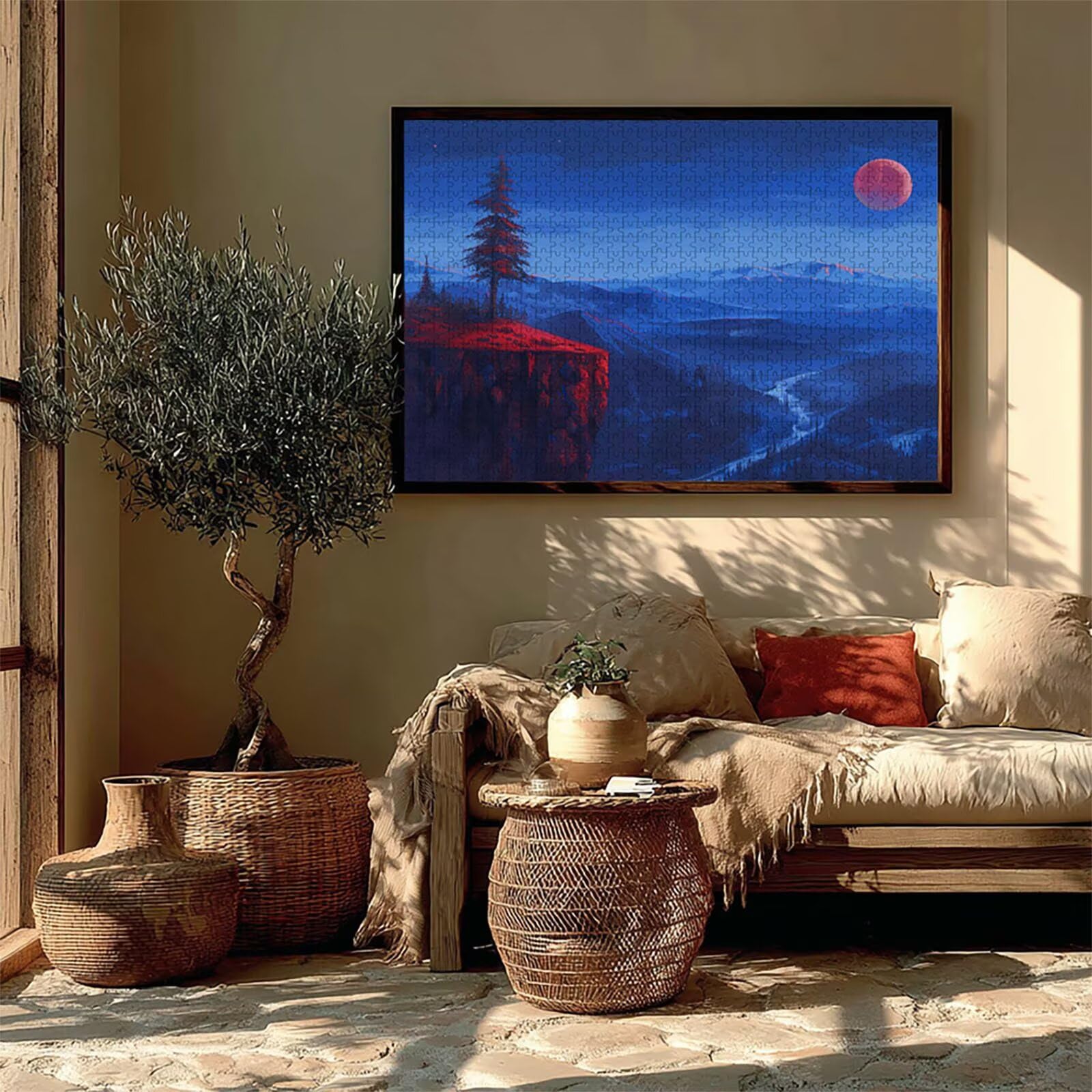 Puzzle 2000 elementów dla dorosłych, niebieskie, drewniane puzzle, 99 x 71 cm, części ściśle do siebie pasują, dla mężczyzn, kobiet, starszych seniorów, relaks i odstresowanie, prezenty, dekoracja