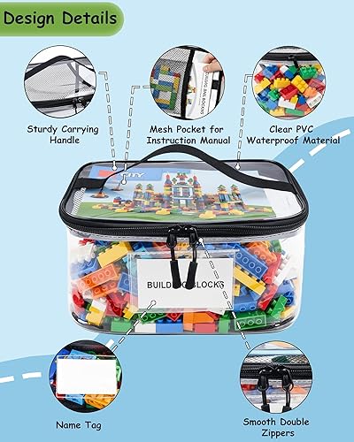 Miniatura 4 de Paquete de 6 bolsas transparentes para almacenamiento de juguetes con etiquetas, bolsas de almacenamiento versátiles para juguetes, PVC de Taiwán