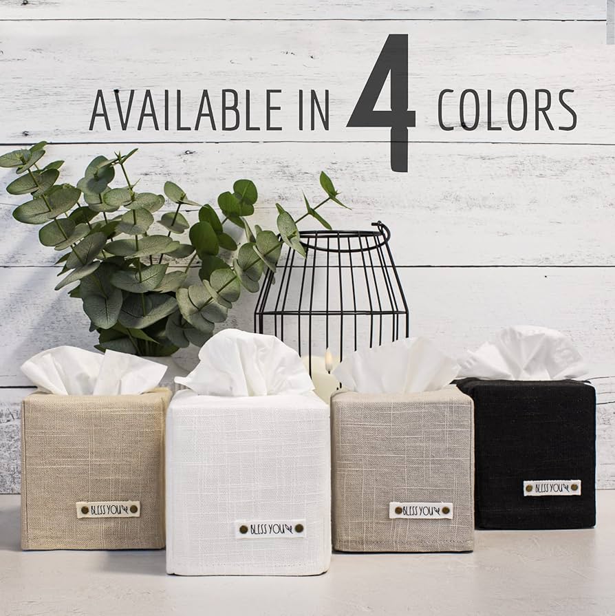 Amazon.com: Stylish Tissue Box Cover - This Gray Linen Holder