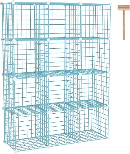 Miniatura 12 de C&AHOME Almacenamiento de cubos de alambre, organizador de almacenamiento de 12 cubos de metal, estantes de almacenamiento de rejillas C, estantería