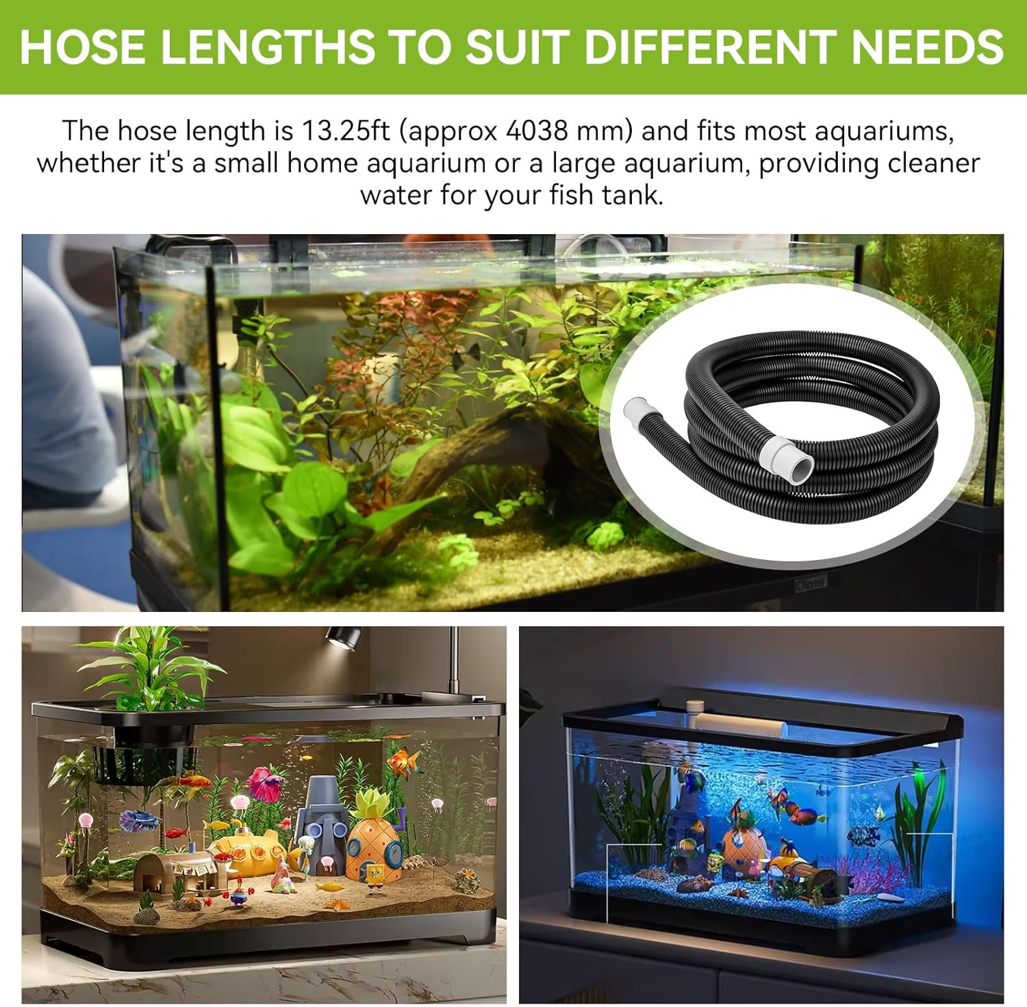A20236 Ribbed Hosing Replacement for Fluval FX2/FX4/FX6 Canister Filters (A214, A218 and A219), Aquarium Filter Replacement Part, 13.25FT, Easy to Replace