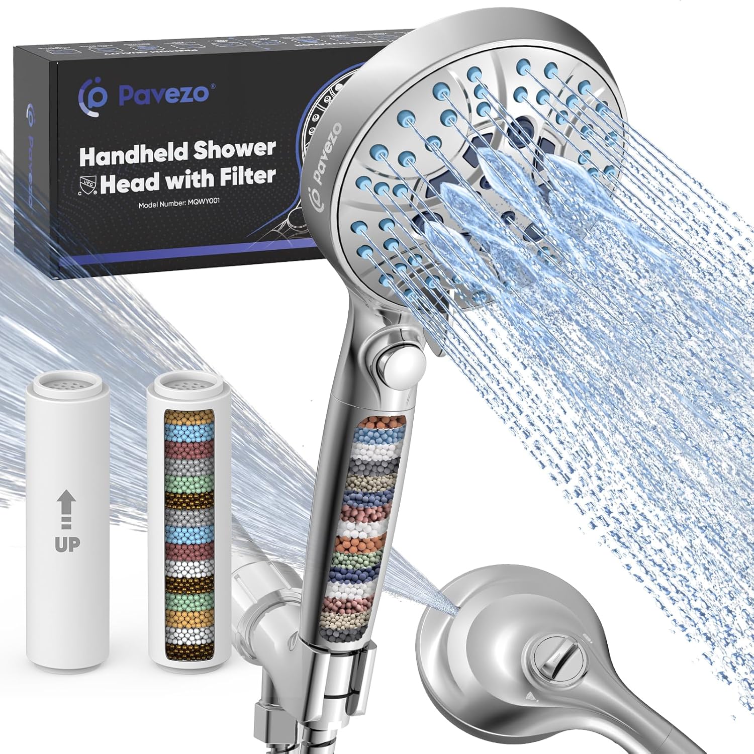 Chrome Filtered Shower Head & 2 Pack Replacement Filters