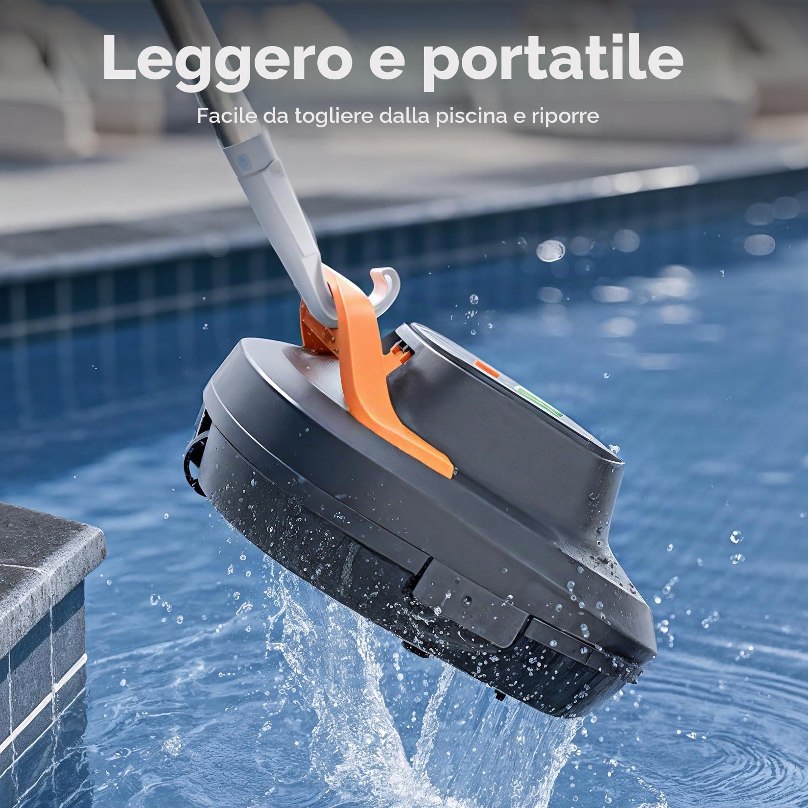(Novità 2026) CoasTeering Robot Piscina Batteria, 200 Min Autonomia, 5200mAh, Aspirazione 140 L/Min, per Acqua Salata & Dolce, 2 Motori Brushless, Pulitore Automatico per Piscine fino a 120 m²