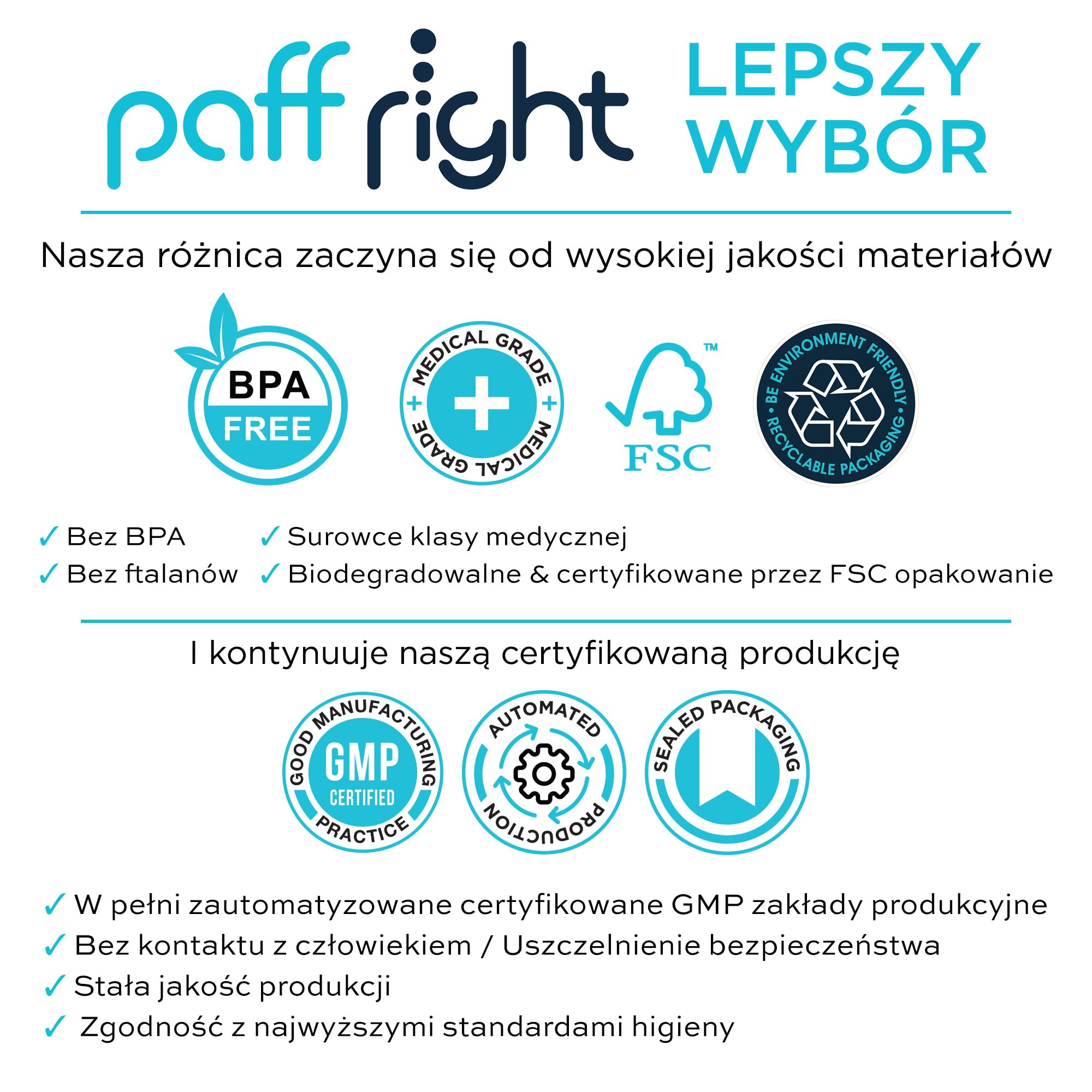 Paffright 1200 filtrów do papierosów, antysmolisty filtr 8 mm, plastikowy ustnik do standardowych papierosów