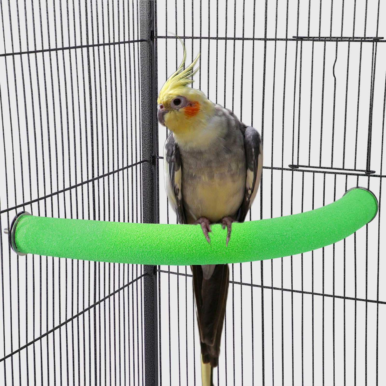 FrgKbTmU Shape Parrot Perch Stand Pet Toy Bird Platform Sand Paw Grinding Clean Stick Cage Exercise Conure Budgie Cockatiel Accessories (Green Corner Medium)