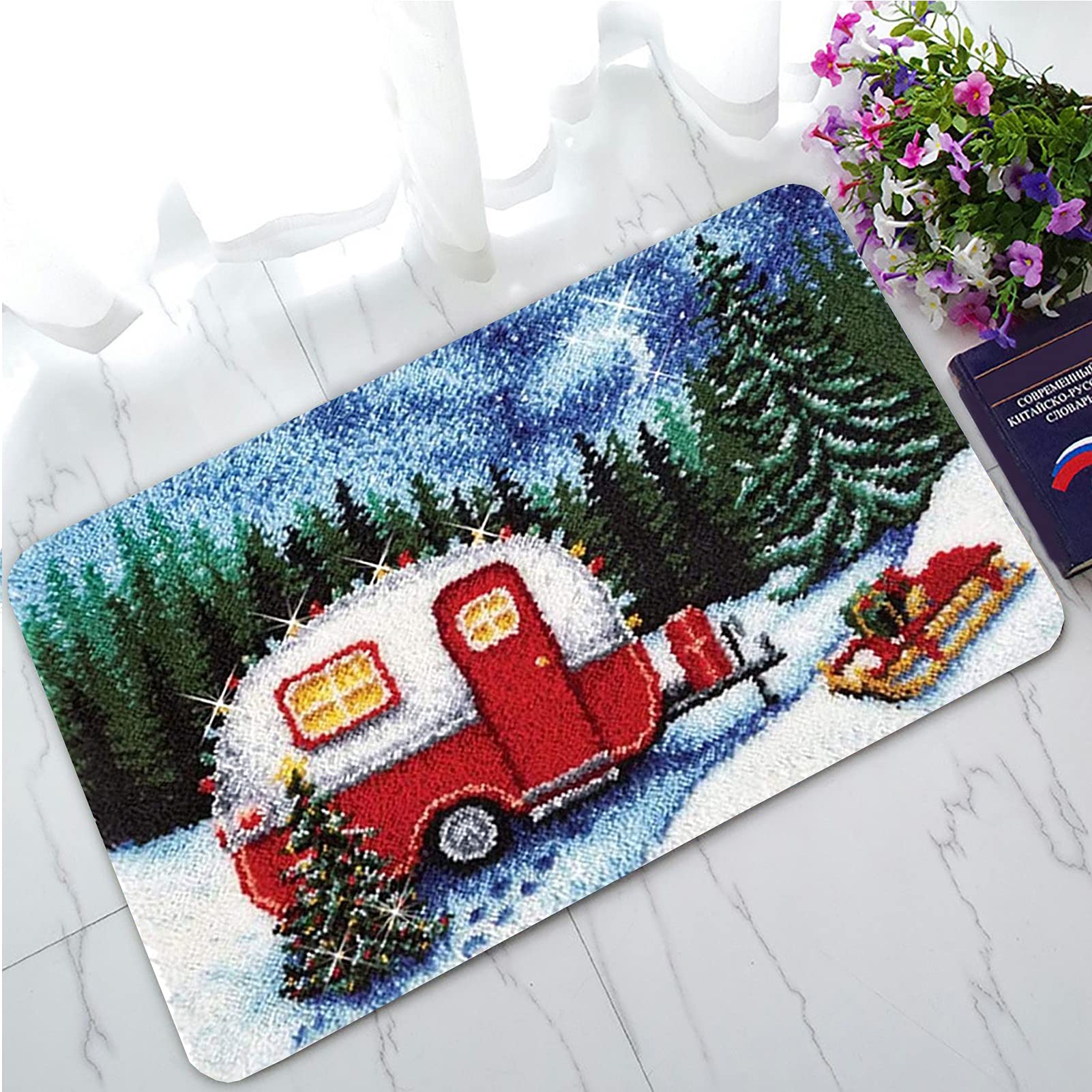 DIY Weihnachts Teppich Knüpfset - 52x35cm Bastelset Für Kinder & Erwachsene