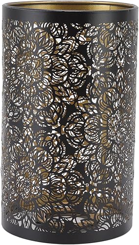 Pantalla de lámpara de metal, pantalla tallada hueca, cubierta de lámpara de hierro, patrón circular cilíndrico E27 E26 desmontable mesita de noche