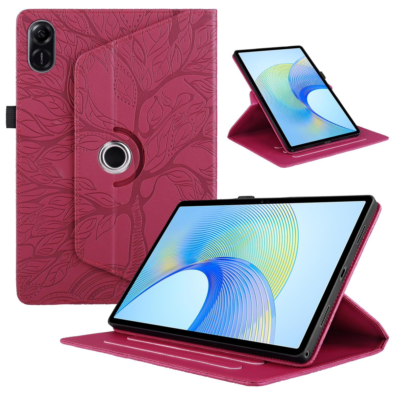 Funda para Samsung Galaxy Tab S9/ S8/ S7 11" (SM-X710/X700/T870) PU Cuero Tablets Protectora Cover 360°Carcasa Giratoria de ángulo Múltiple Stand Función Tablets Funda,Rojo Árboles — view 56
