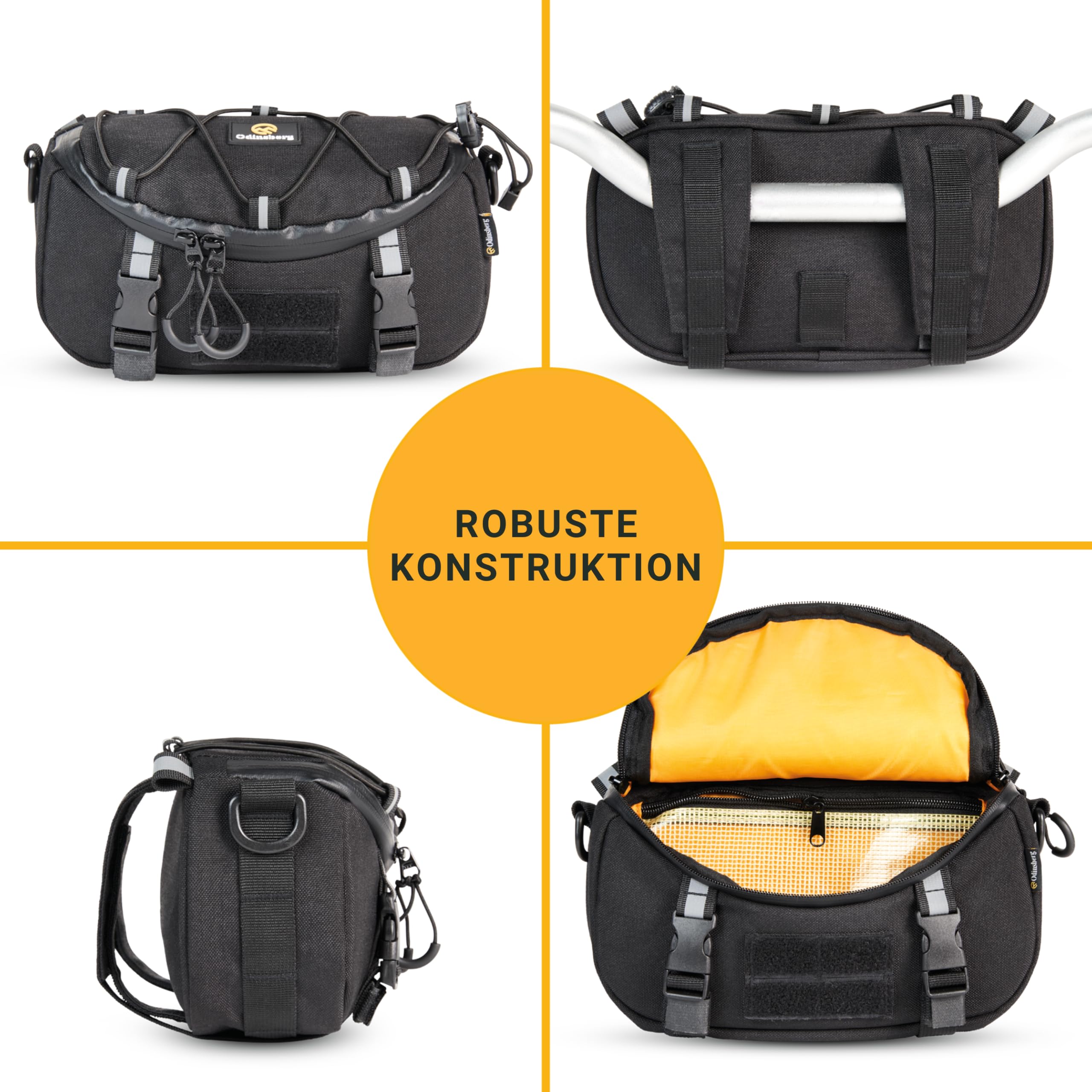 Odinsberg 3L Multifunktionale wasserdichte Lenkertasche Motorrad Lenkertasche Fahrrad Ebike Gepäckrolle Motorrad Tasche Werkzeugtasche Gabeltasche Handlebar Bag Lenkradtasche Fahrradtasche Lenker