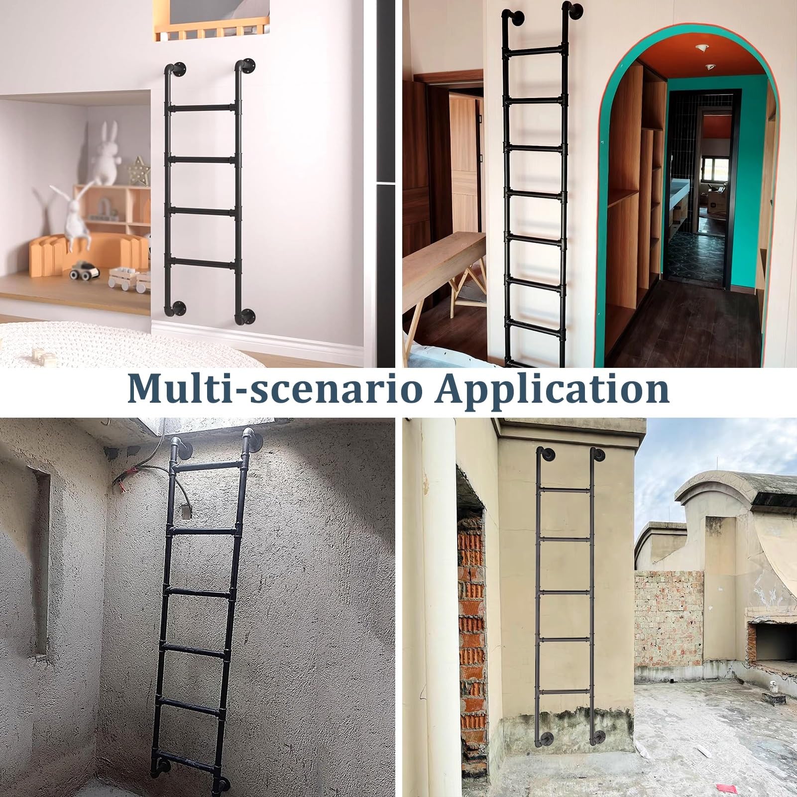Scala a pioli in Metallo montata a Parete, Scala per Letto a Castello, Scala di Uscita per finestre del seminterrato, Scala di Fuga di Emergenza per dormitorio, Biblioteca, terrazza, Camper,