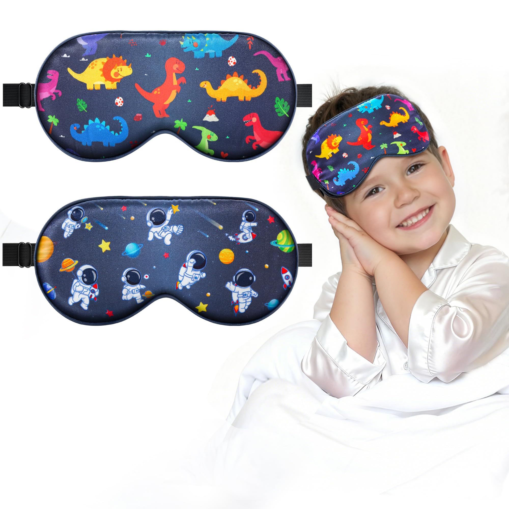 BeeVines Kids 100 Real Mulberry Silk Sleep Mask 2 Pack Original Design Pure Silk Sleeping Eye Masks for