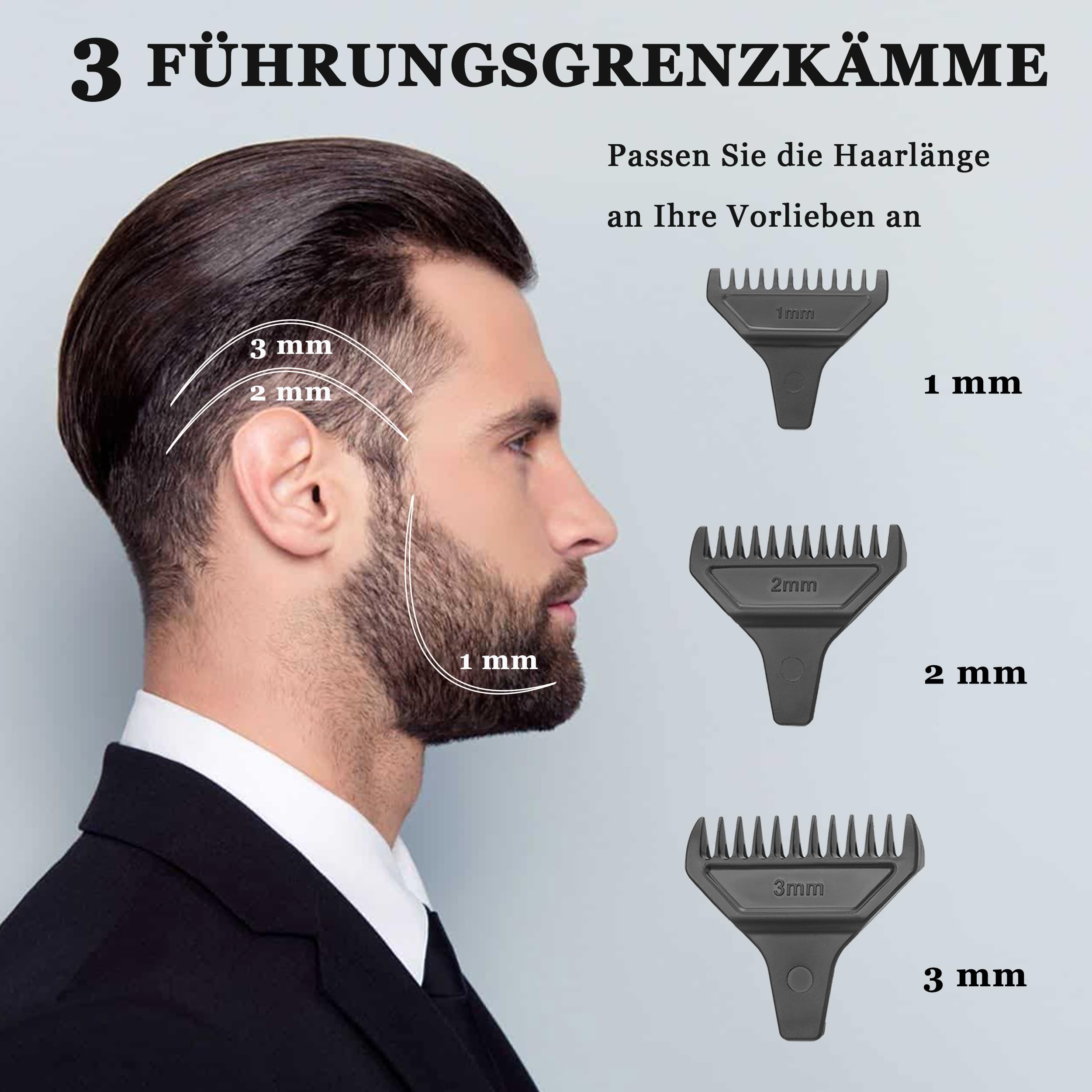 KEMEI 1669 Bartschneider für Männer, Kabelloser Haarschneider | mit LED-Anzeige, 9000 U/min Haarschneidemaschine für Barbier mit Ladebasis, DLC-beschichtete T-Klinge