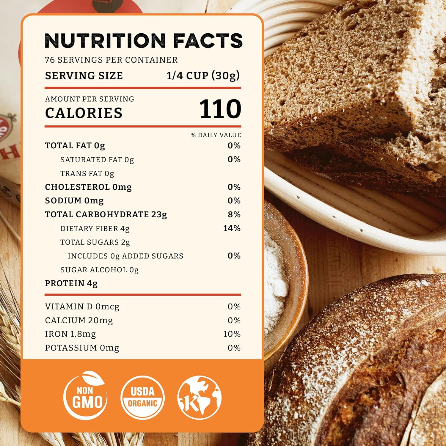 Sunrise Flour Mill Heritage Organic Whole Wheat Flour - 5 lbs | Milled from red hard wheat within 10 Days | Easier to Digest with Less Bloating | No Bleaching | Organic whole wheat bread flour - Image 2