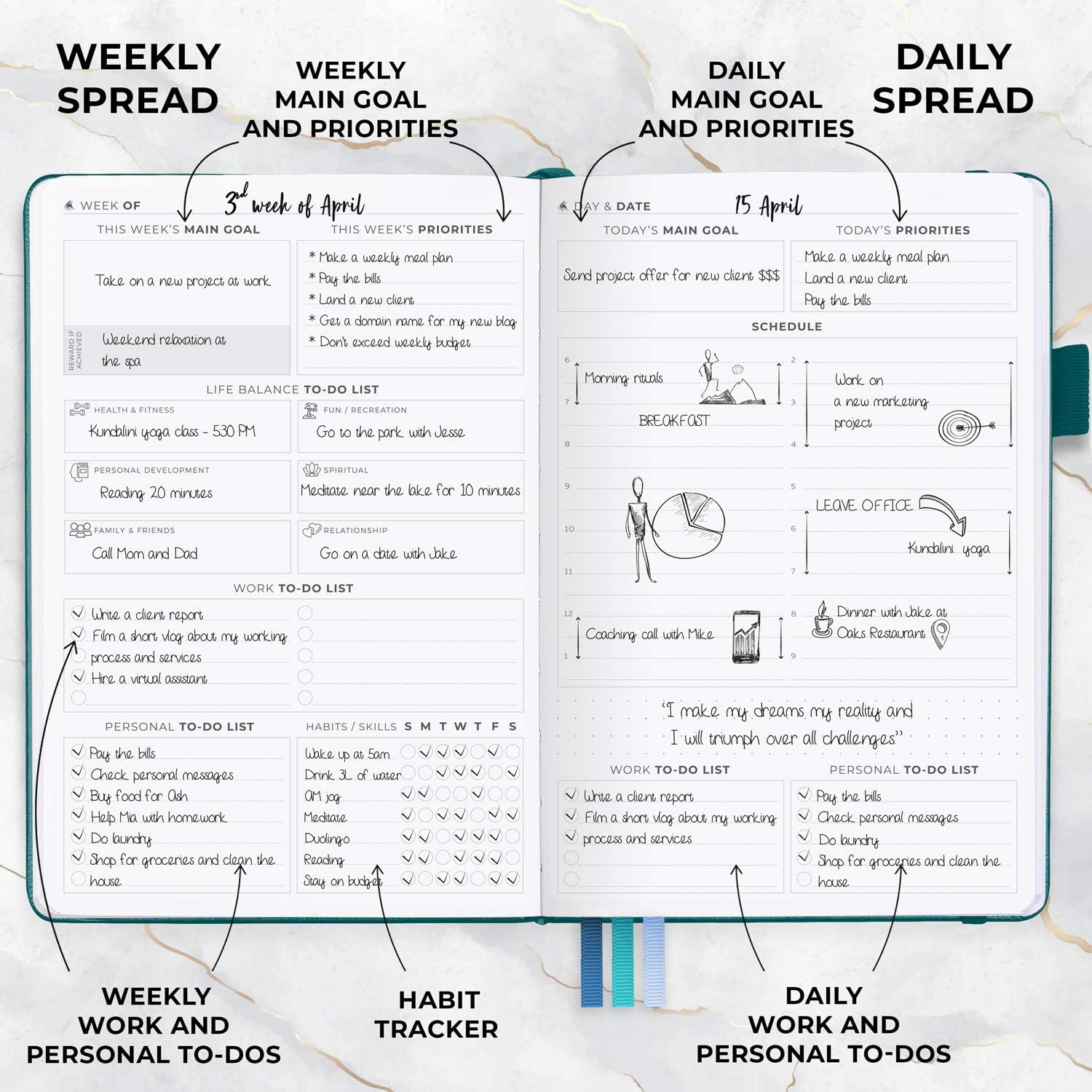 Clever Fox Planner Daily Premium Edition, Luxurious Daily Planner with Hourly Schedule, Personal Organizer - Image 4