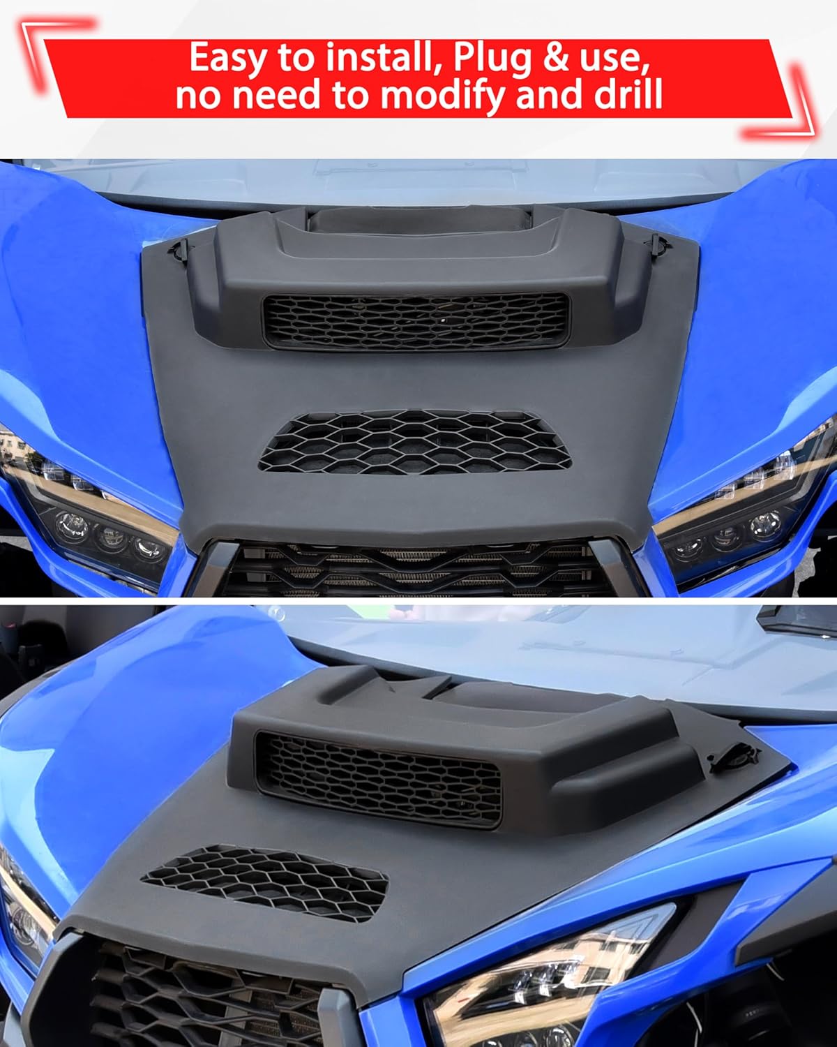 SAUTVS Sport Hood Scoop Kit for Kawasaki Teryx KRX 1000 20-25, Turbo Hood Scoop with Mesh Grill for Kawasaki Teryx KRX KRX4 1000 2020-2025 Accessories