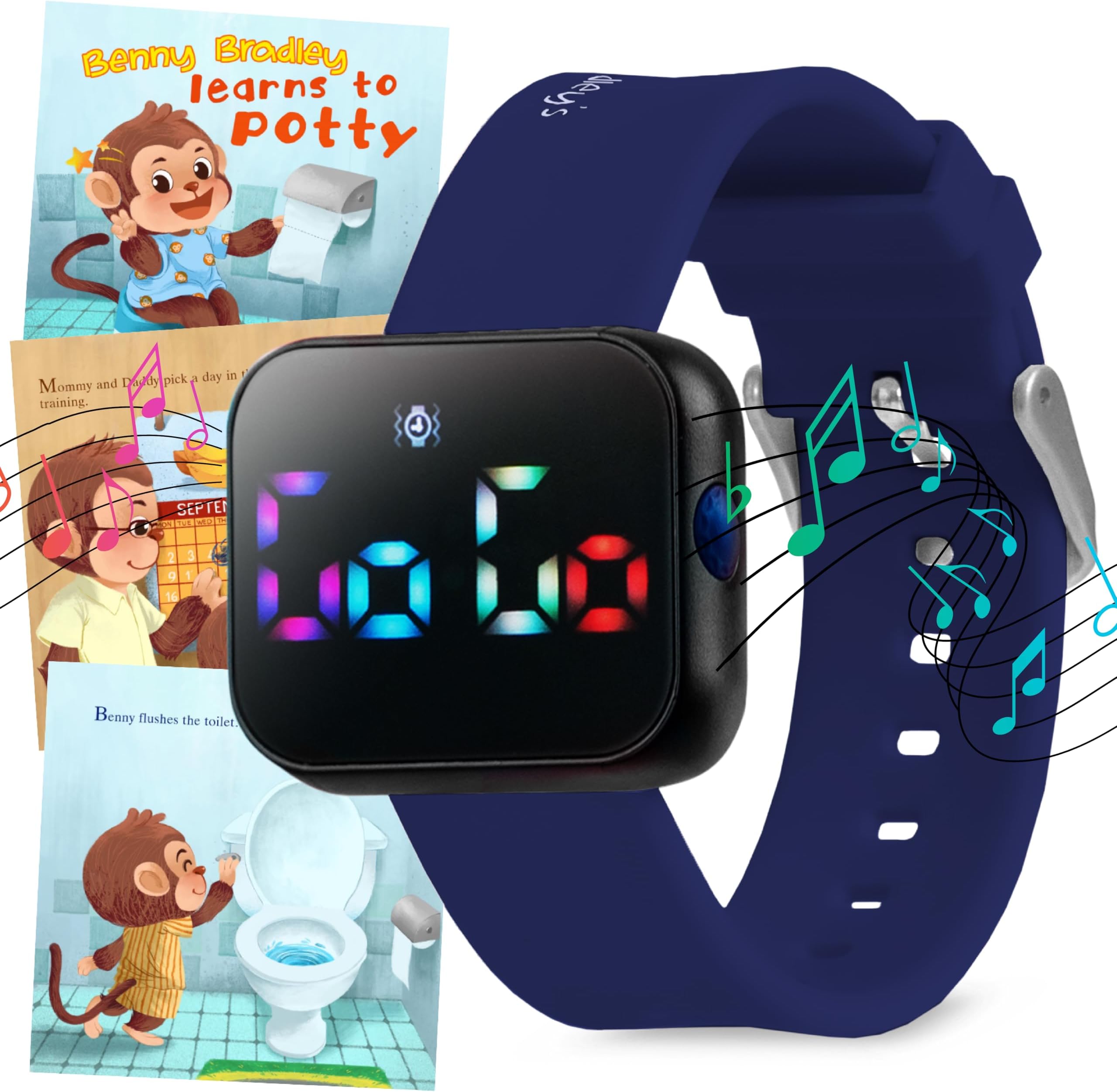 KIDS TRAINING WATCH V2 - A water resistant potty reminder device for boys and girls to train your baby with fun/musical interval reminder and of