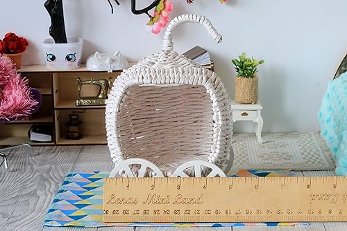 Miniatura 7 de Cinderella carriage, fairy tale wicker pumpkin stroller. Miniature white handmade