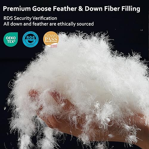 Miniatura 6 de Three Geese Edredón de lujo de plumón de ganso, tamaño Queen, relleno de edredón ultrasuave y esponjoso para todas las estaciones, funda de mezcla