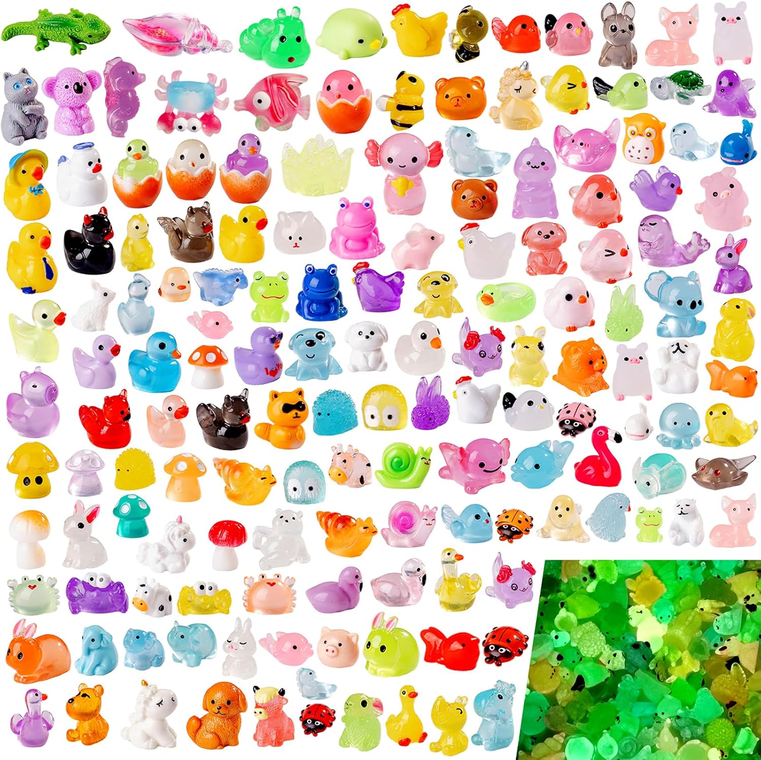 150 Pcs Mini Resin Animals Variety Pack,Assorted Tiny Figurines for Dollhouse Miniature Landscapes and Garden Decor