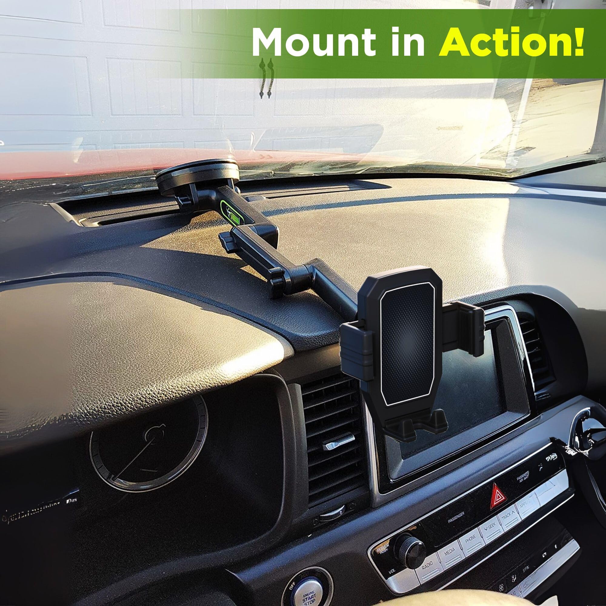 Soporte de teléfono celular para camioneta, soporte de teléfono para conductores de camiones, ventosa resistente + almohadilla para salpicadero, soporte para iPhone para ventana de salpicadero de 16.9