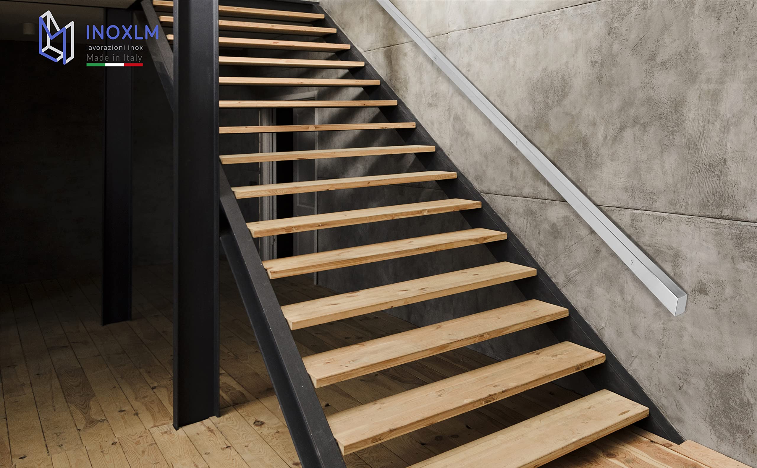 INOXLM Corrimano in Acciaio Inox AISI 304 Con Finitura Satinata 30x30 mm | Made in Italy | Fai Da Te | Ideale per Uso Interno ed Esterno (3000 mm)