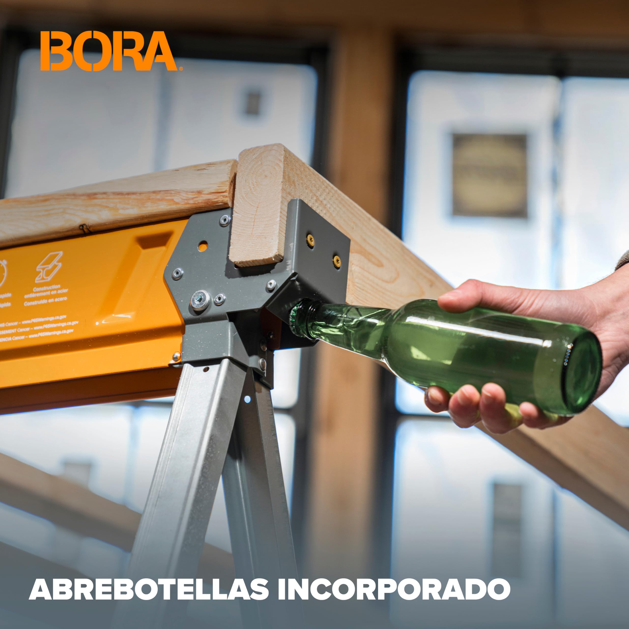 Bora Workhorse XT - Juego de 2 caballetes de sierra plegables, resistentes, altura ajustable, par con patas ajustables, caballo de sierra resistente para contratistas, banco de trabajo portátil con