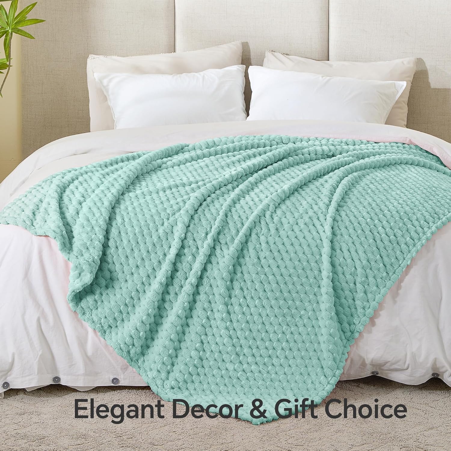 BEDELITE Fleece Throw - Twin Blanket for Bed Couch, 3D Jacquard Decorative Haze Blue, Soft Cozy Warm Plush Fuzzy Blanket for All Seasons, 60x80Inches - Image 7