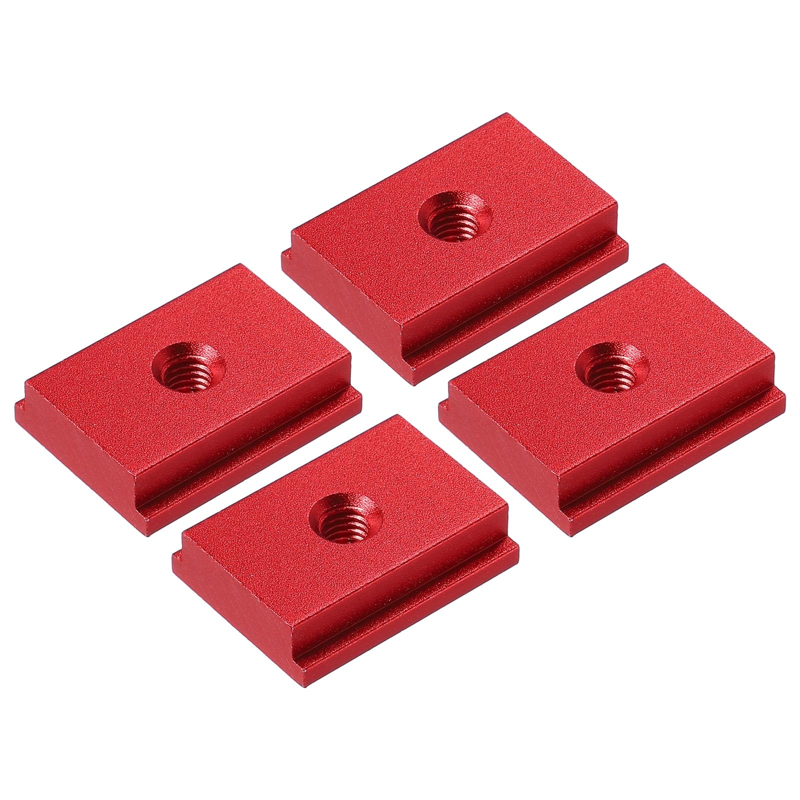 M METERXITY Aluminum t Track (4Pcs, 1.2Inch, M6, Red)- T-Slider for T-Slot Miter Slider, Double-Cut& Pre Drilled Mounting Holes, Apply to Woodworking/Fixtures/Crosscut Sled/Router Table โ image 1