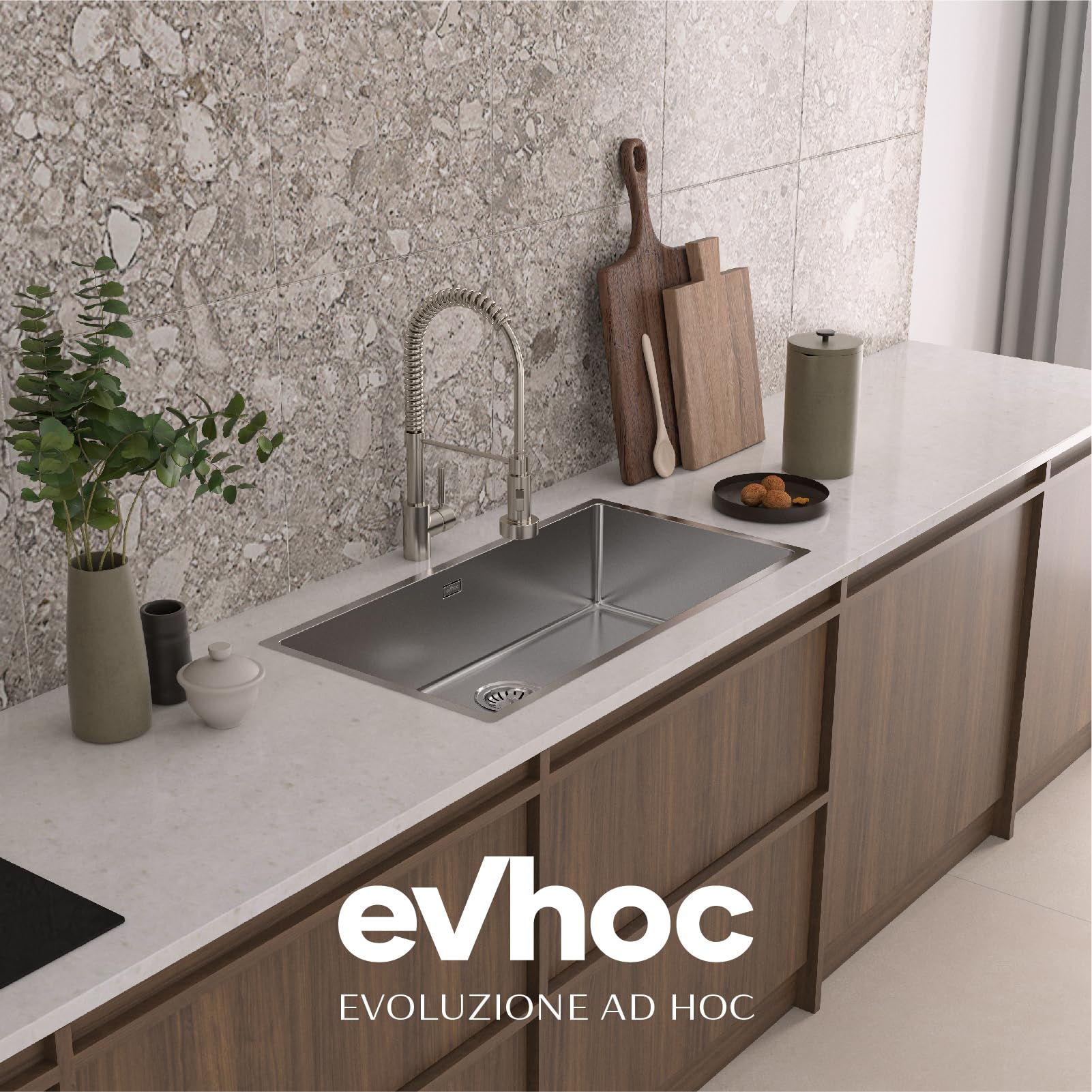 EVHOC Lavello Cucina Sopratop 1 Vasca 84x44 cm, Lavandino in Acciaio Inox Vasca Unica con Finitura Satinata, Piletta e Sifoni Inclusi, Made in Italy, LUMIUM XXL