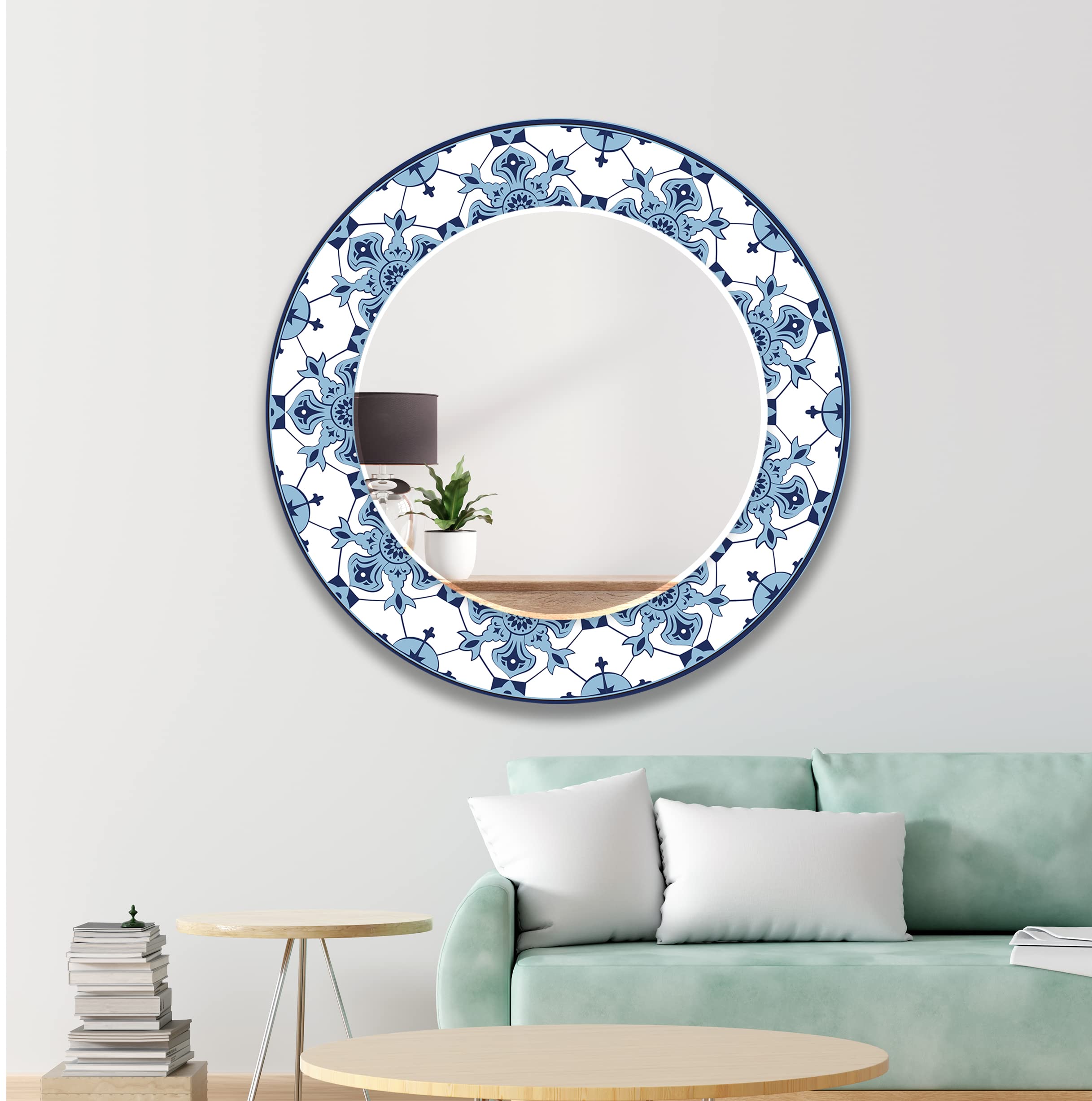 Okrągłe lustro na ścianę, 60 cm, lustro łazienkowe, duże okrągłe lustro, dekoracja ścienna, lustro ze szkła hartowanego, lustro wiszące na ścianie, lustro toaletowe, 106 RM