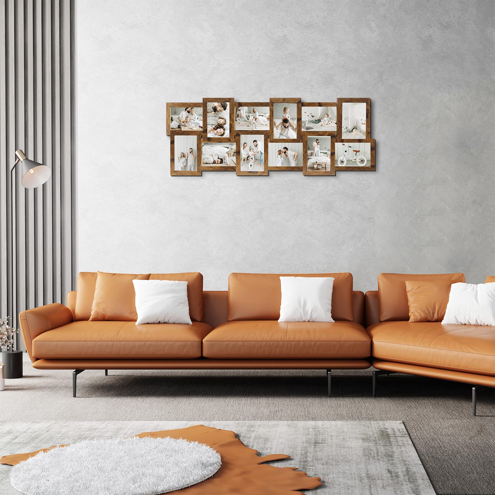 HELLO LAURA - Picture Frames Collage Wall Decor 12 Pack Photo Frame for Wall Long Fall Shape Gallery Frame for Home - Rusted Gold