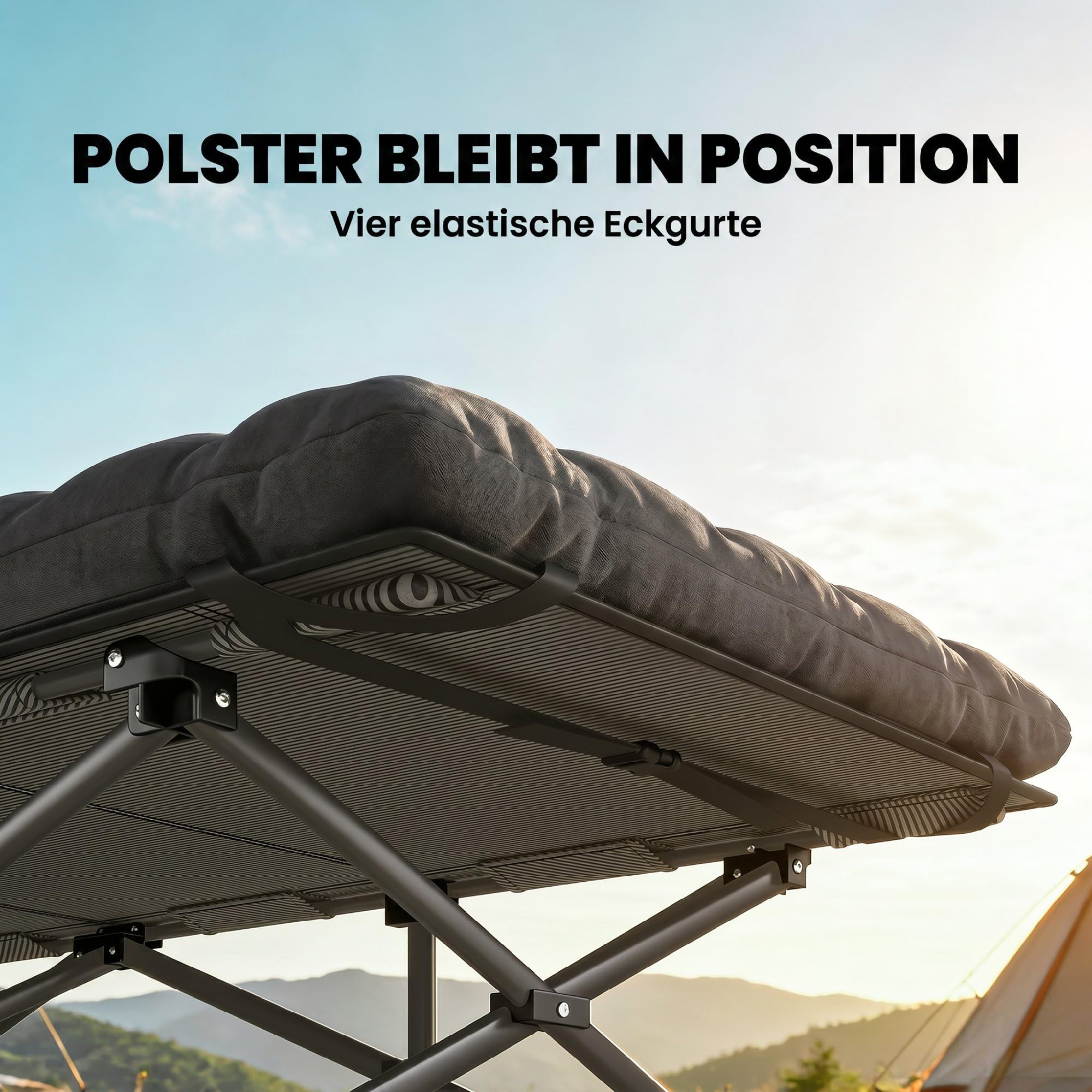 Outsunny Lit de camp pliable avec sac de transport - 200 x 80 x 40 cm - Charge maximale : 200 kg - Pour adultes - Pour l'intérieur, l'extérieur, le jardin, le camping, les voyages - Noir