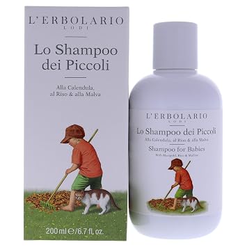 LErbolario Shampoo for Babies - Hydrating Baby Shampoo with Calendula Extract - Newborn Essentials for Silky Hair and Scalp Protection - 6.7 oz