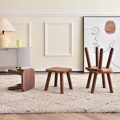 Miniatura 8 de Taburete de madera maciza, taburete de ordeño, soporte para plantas, taburete de pie redondo, taburete portátil extraíble, taburete de cambio de