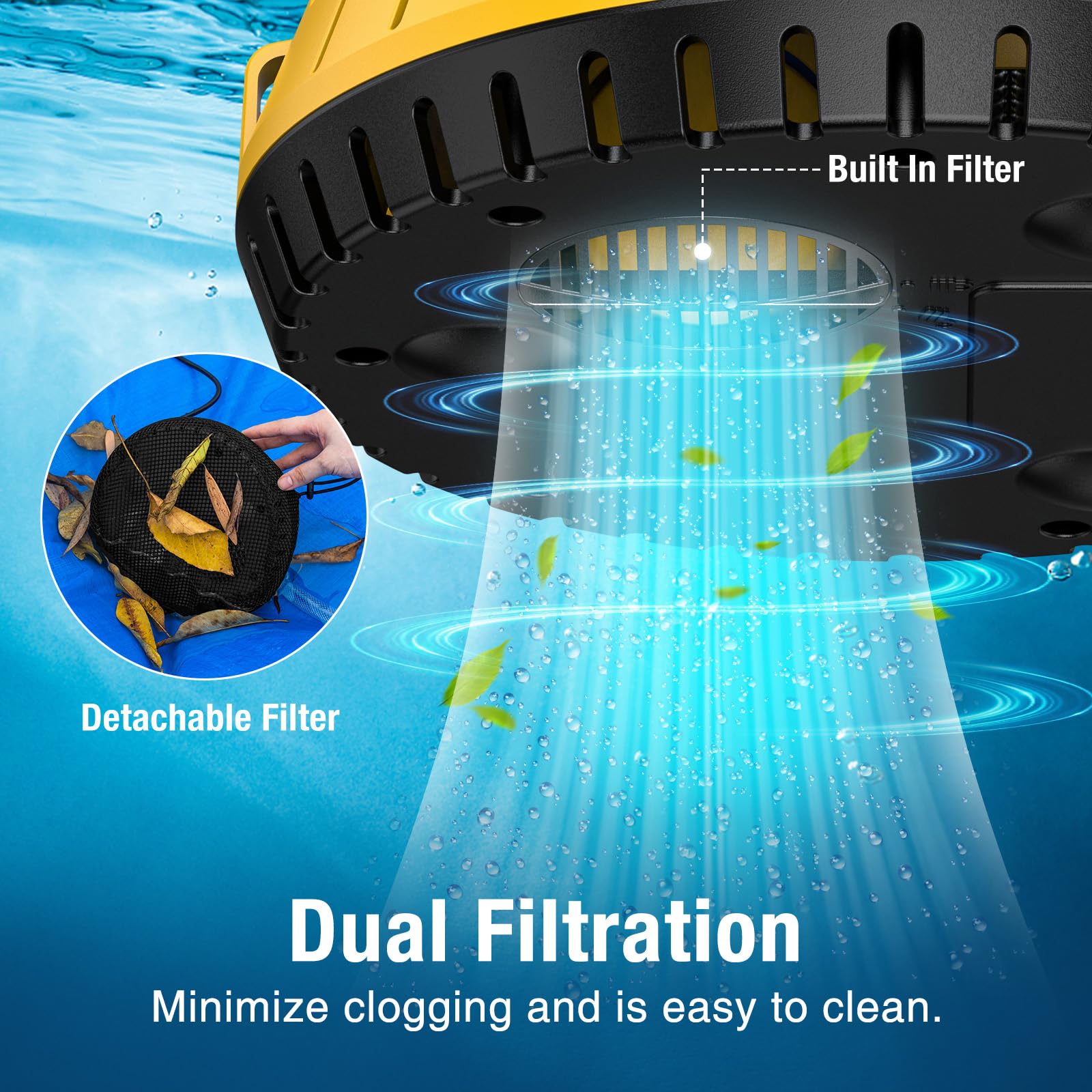 Crestwave Pompe automatique de couverture de piscine, pompe à eau submersible 115 V pour drainage de piscine, cordon d'alimentation de 7,6 m, évacuation de l'eau pour piscine, jacuzzi, aquarium, étang