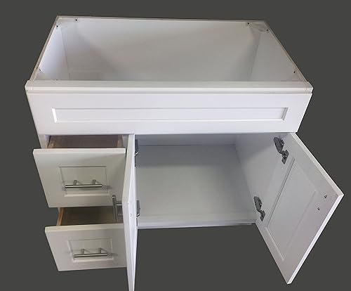 Miniatura 5 de White Shaker WS-V3621D - Gabinete base de tocador de baño con lavabo único, 36 pulgadas de ancho x 21 pulgadas de profundidad