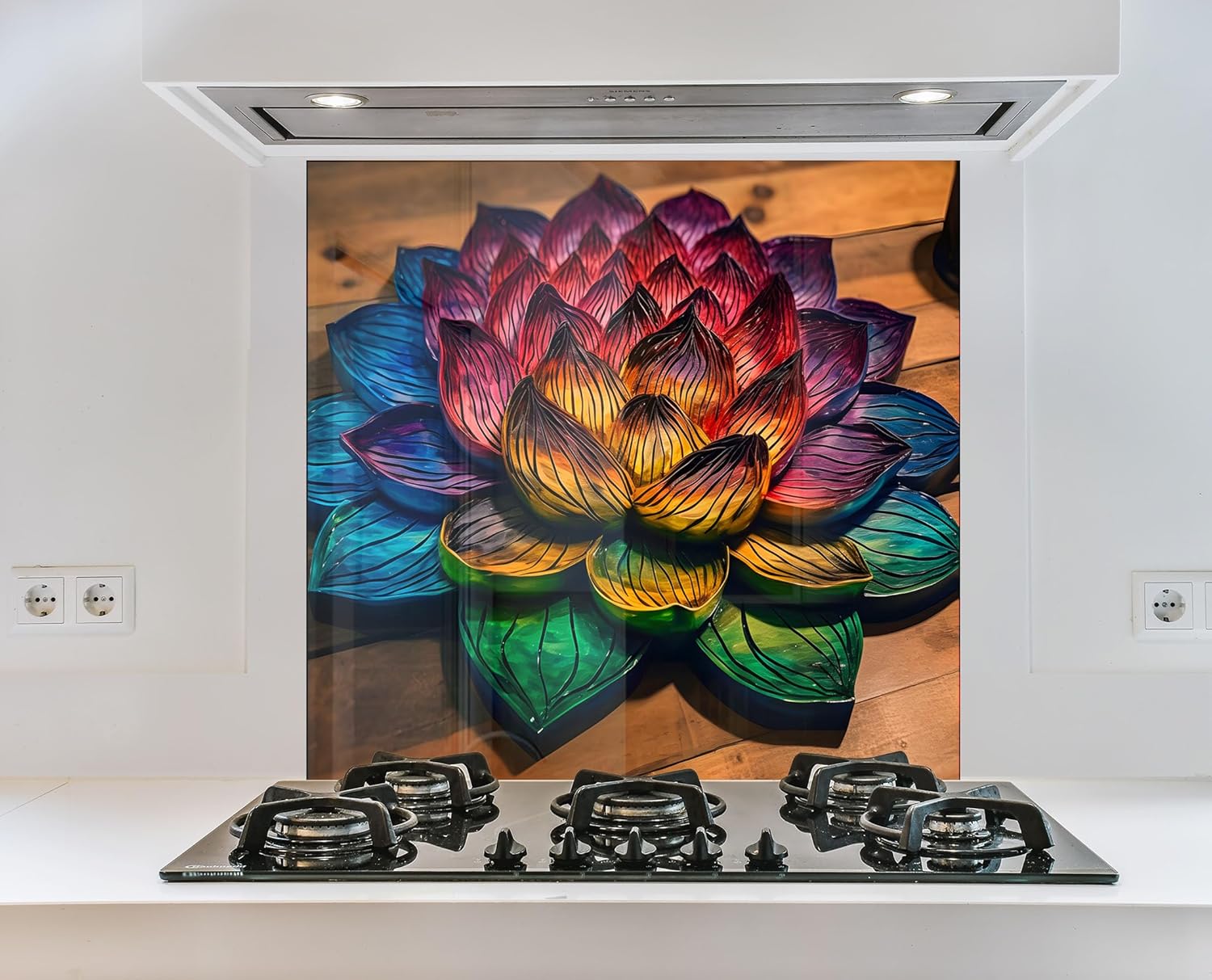 Myphotostation.com 30Wx20H'' Tempered Glass Stove Backsplash Kitchen Tile Decor Stove Back Cover Glass Splashback Tile for Stove Top Cover Toughened Glass Cooker Protector 51